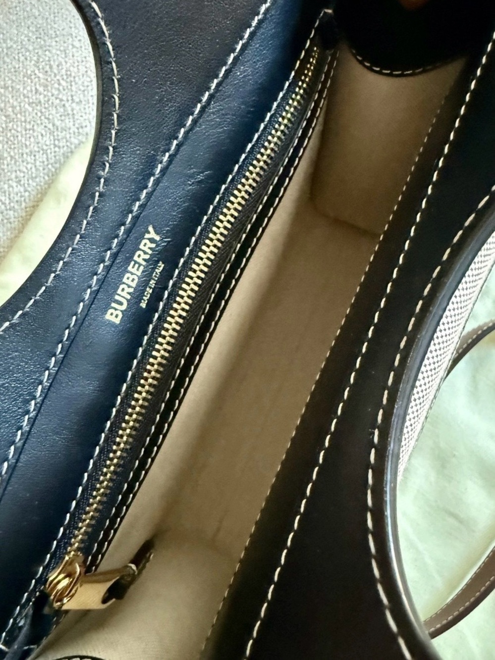 Burberry Black and Natural Canvas Crossbody Tote - Picture 4 of 5